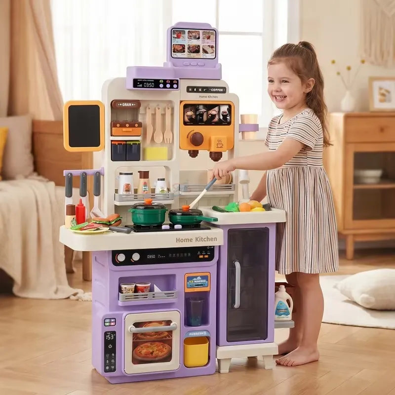 Kids Toys Kitchen - 90cm Büyük Çocuklar İçin Işıklı, Sesli,