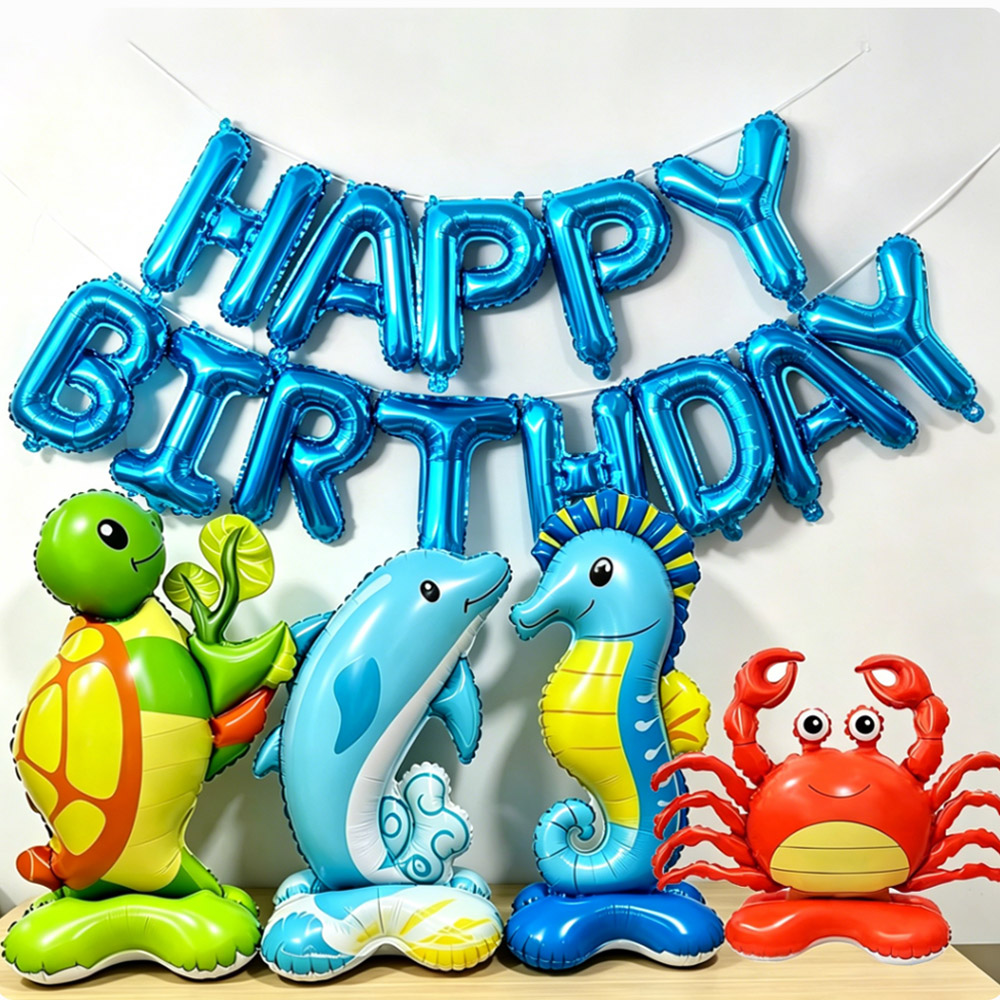 Water Balloon Set - Okyanus Hayvanları Ayakta Duran Folyo Balon