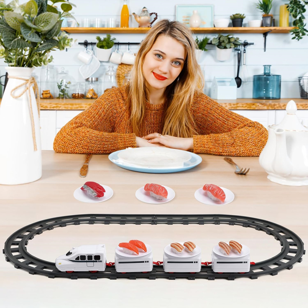 Kids Toys Kitchen - Elektrikli Suşi Tren Seti Döner Yemek